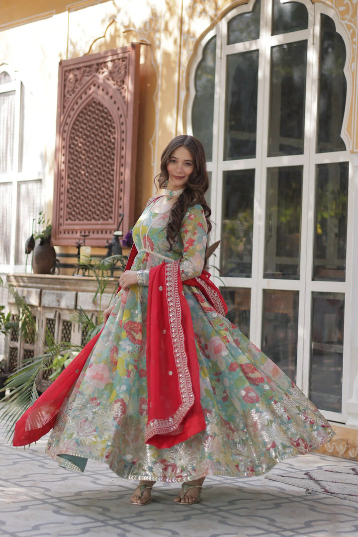 Chic Long Kurti with Embroidered Work & Foil Detailing