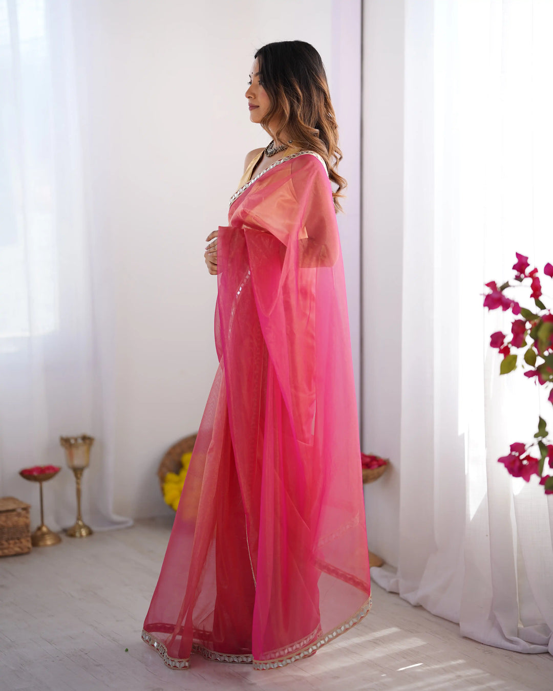 Ethereal Twill Net Saree with Designer Lace Work
