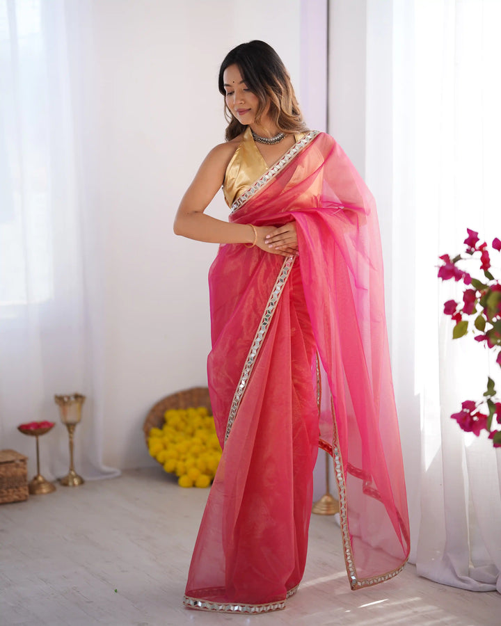 Ethereal Twill Net Saree with Designer Lace Work