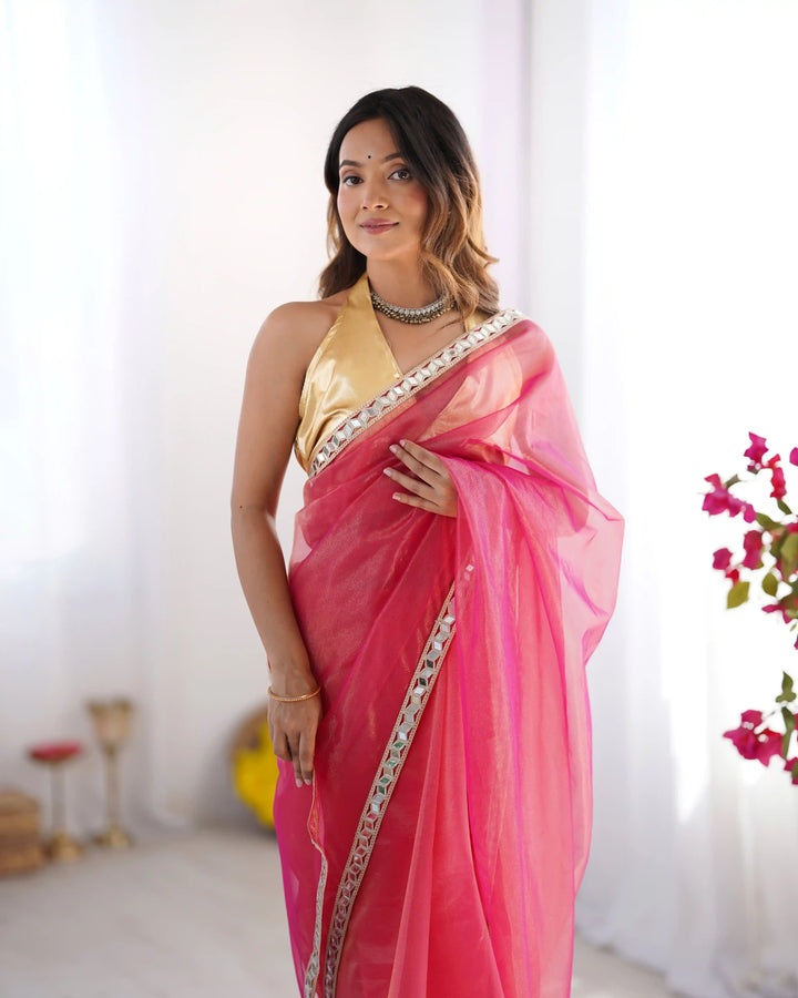 Ethereal Twill Net Saree with Designer Lace Work
