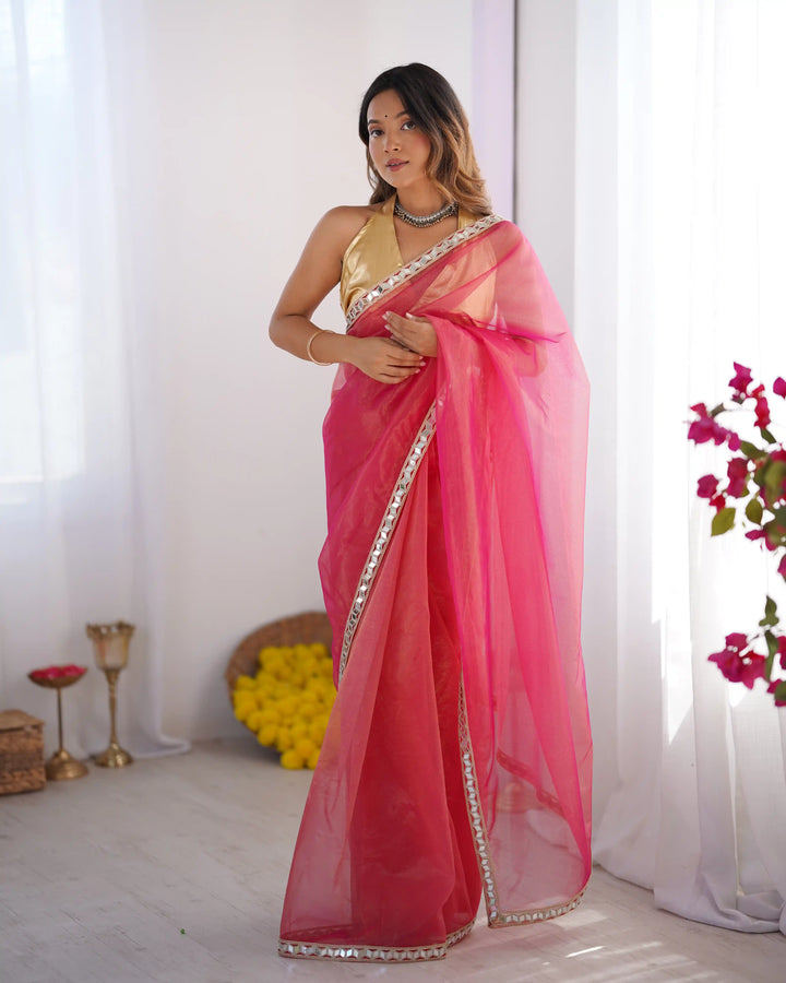 Ethereal Twill Net Saree with Designer Lace Work