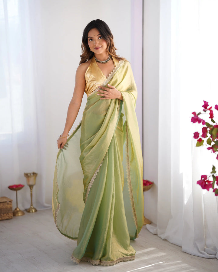 Golden Glow Organza Saree with Classy Art Silk Blouse