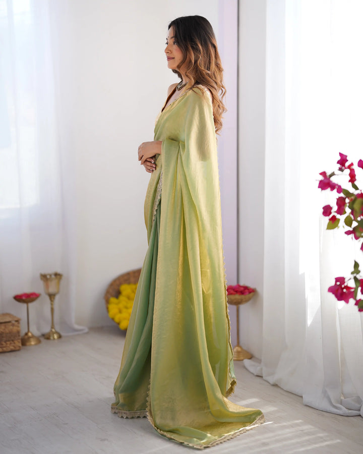 Golden Glow Organza Saree with Classy Art Silk Blouse