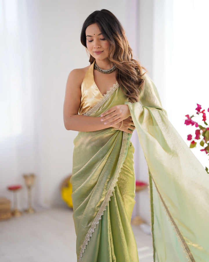 Golden Glow Organza Saree with Classy Art Silk Blouse