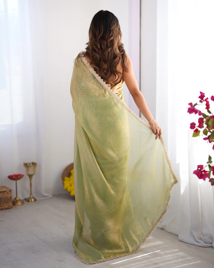 Golden Glow Organza Saree with Classy Art Silk Blouse