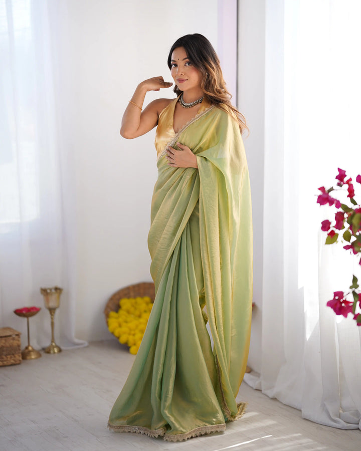 Golden Glow Organza Saree with Classy Art Silk Blouse