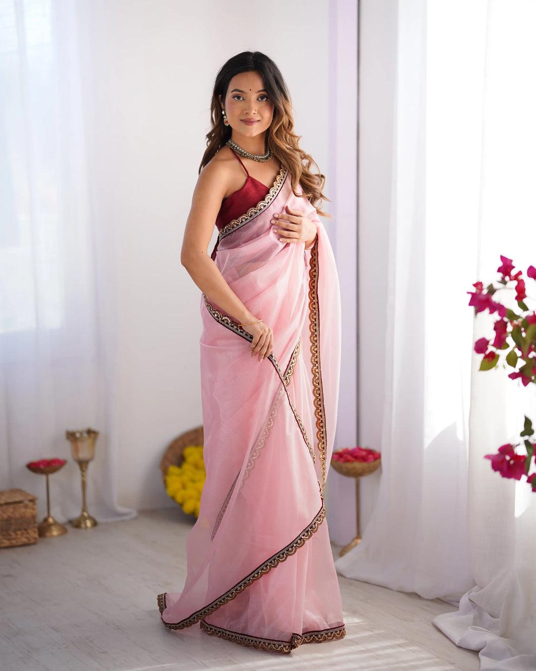 Light Pink Saree for Wedding & Festive Wear – Elegant Design