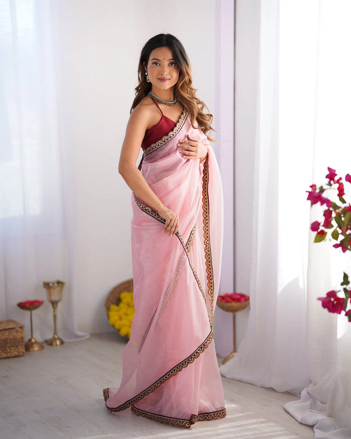 Light Pink Saree for Wedding & Festive Wear – Elegant Design