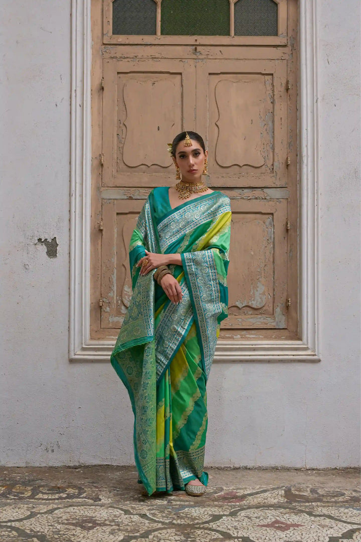 Classic Banarasi Silk Saree with Handloom Kadwa Style Designer Blouse