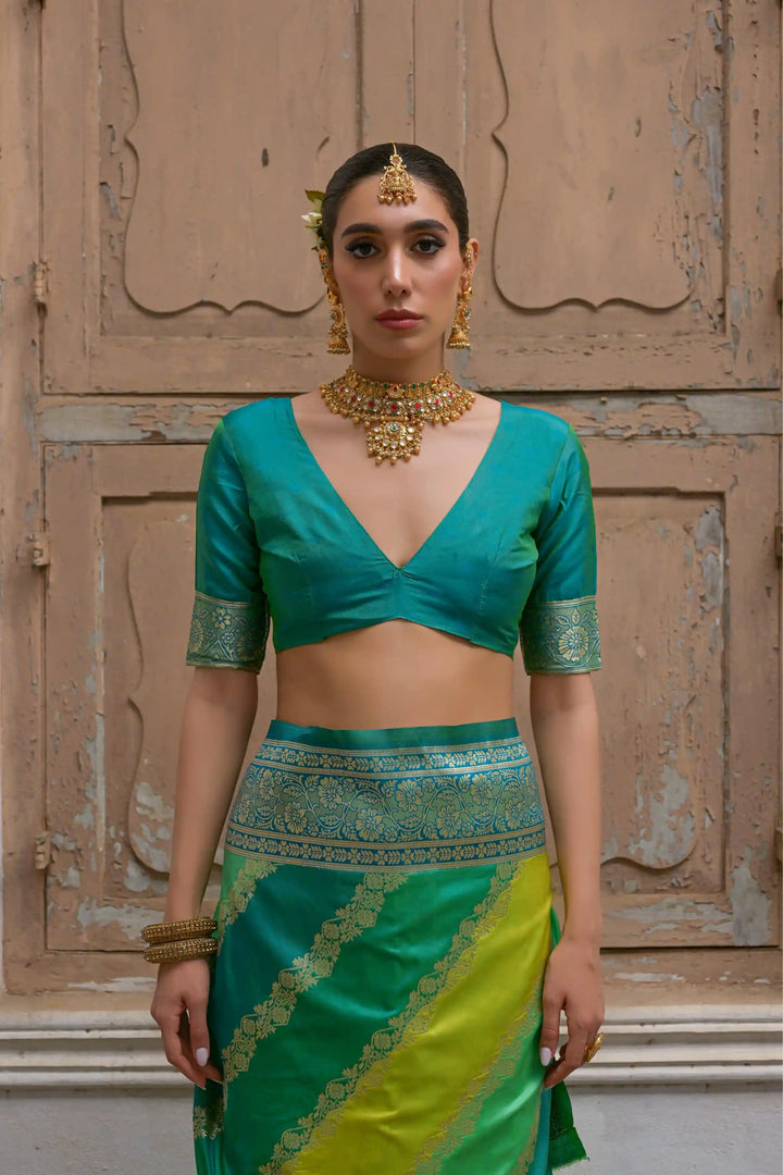 Classic Banarasi Silk Saree with Handloom Kadwa Style Designer Blouse