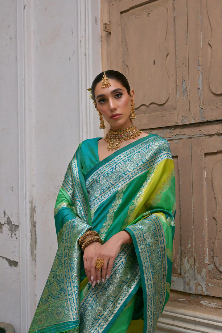Classic Banarasi Silk Saree with Handloom Kadwa Style Designer Blouse