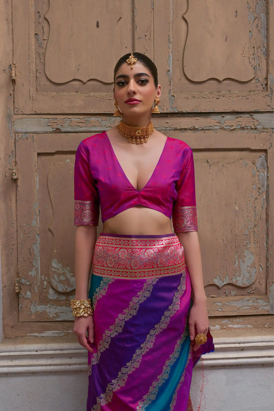 Classic Banarasi Silk Saree with Handloom Kadwa Style Designer Blouse