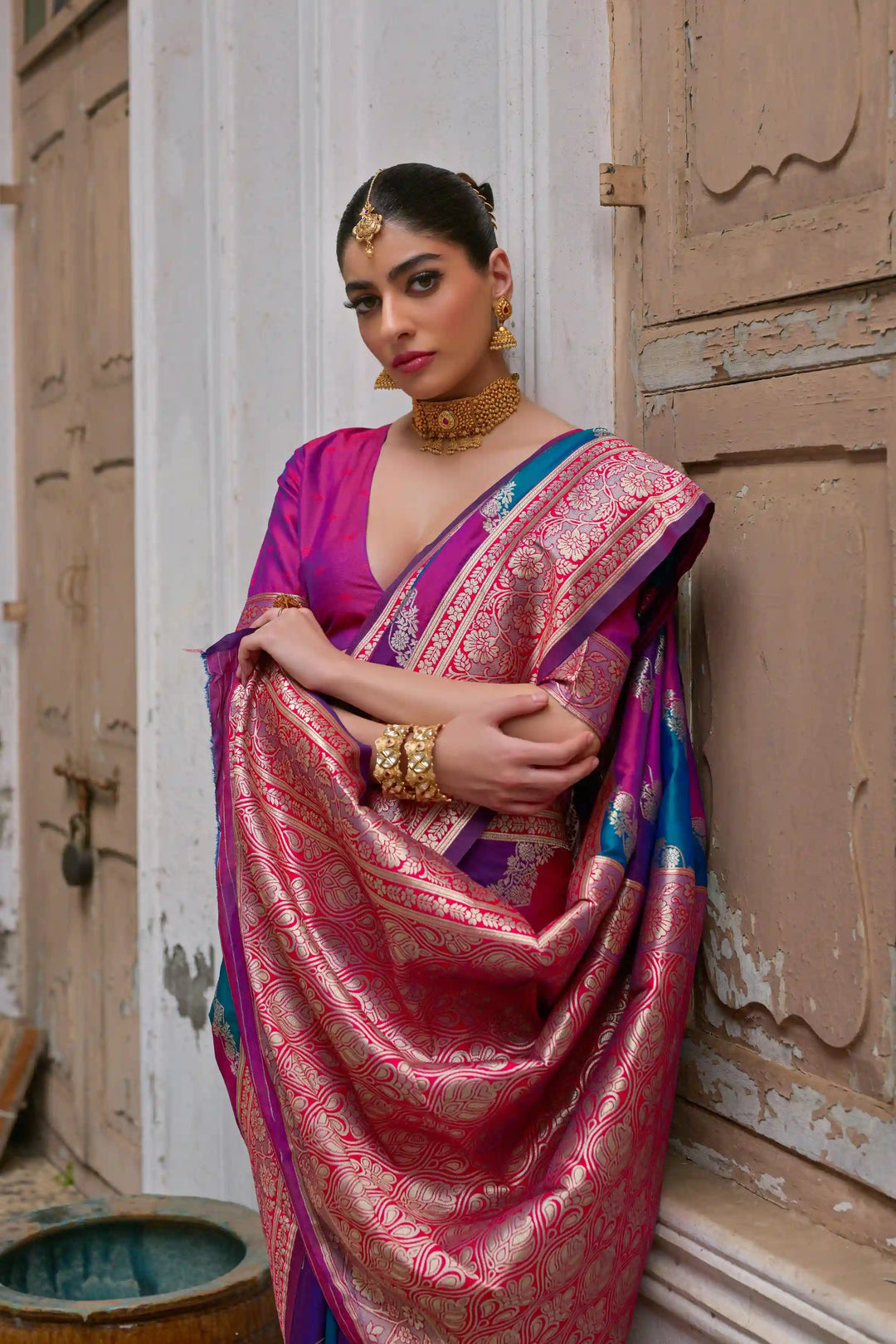 Classic Banarasi Silk Saree with Handloom Kadwa Style Designer Blouse