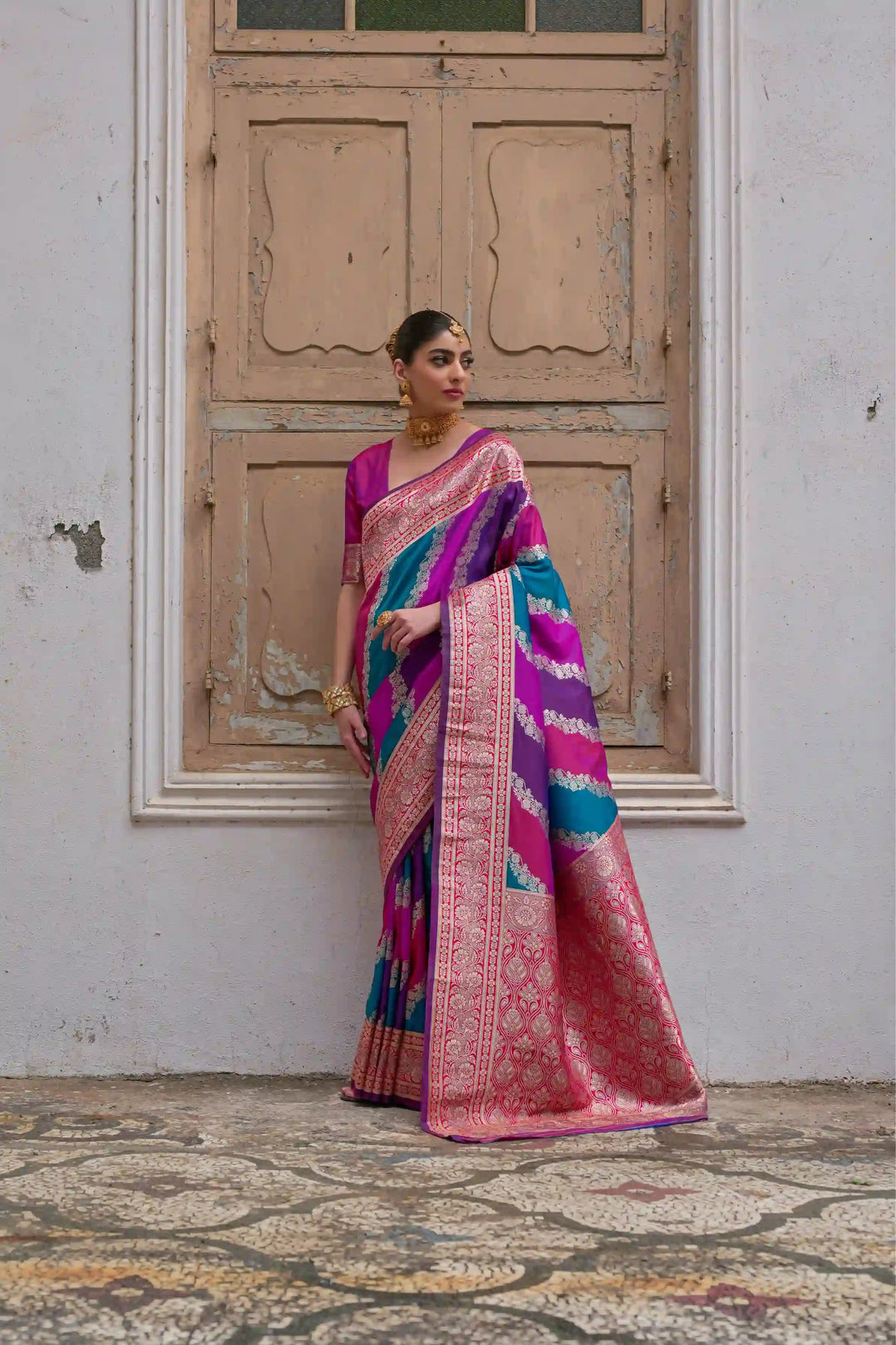 Classic Banarasi Silk Saree with Handloom Kadwa Style Designer Blouse