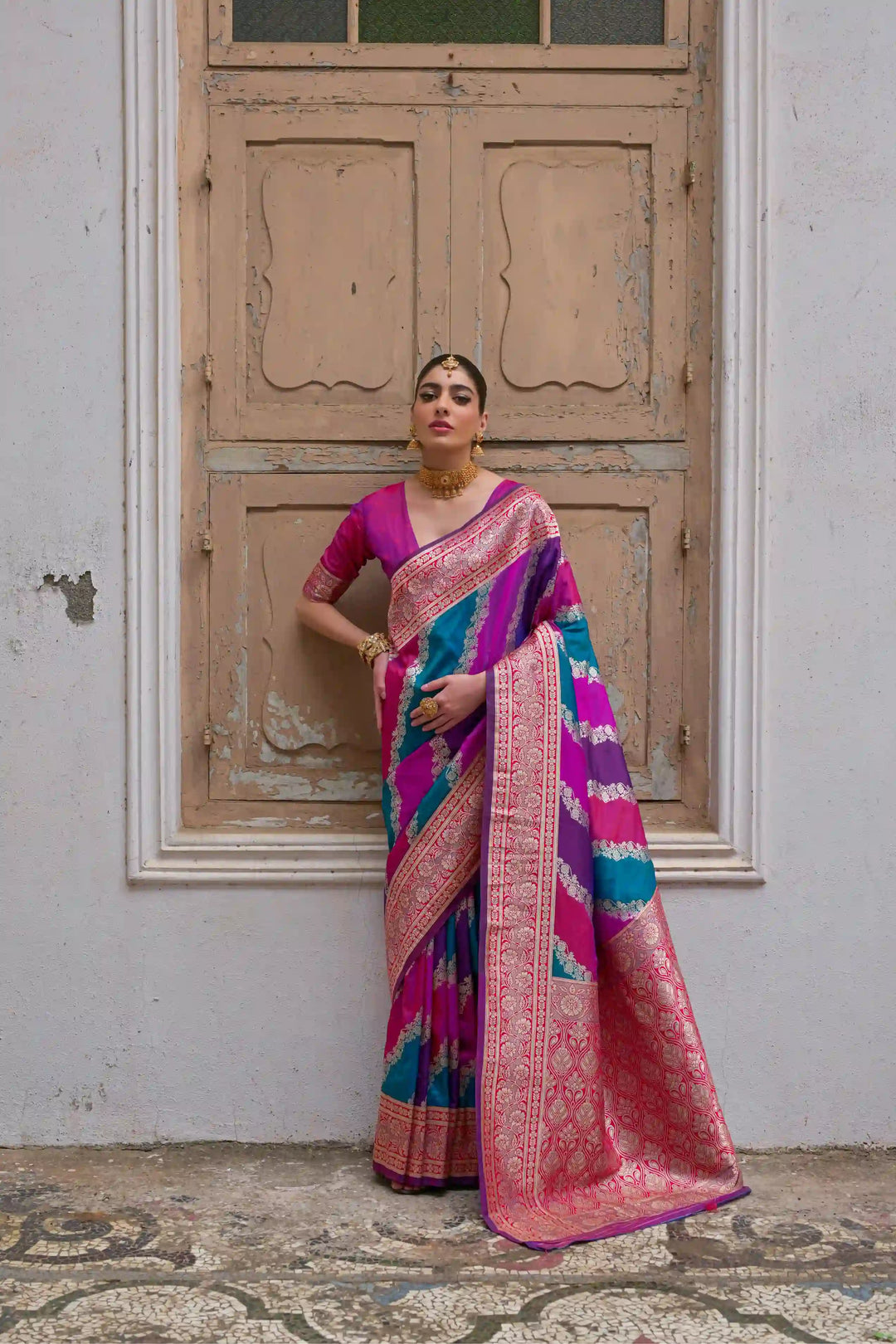 Classic Banarasi Silk Saree with Handloom Kadwa Style Designer Blouse