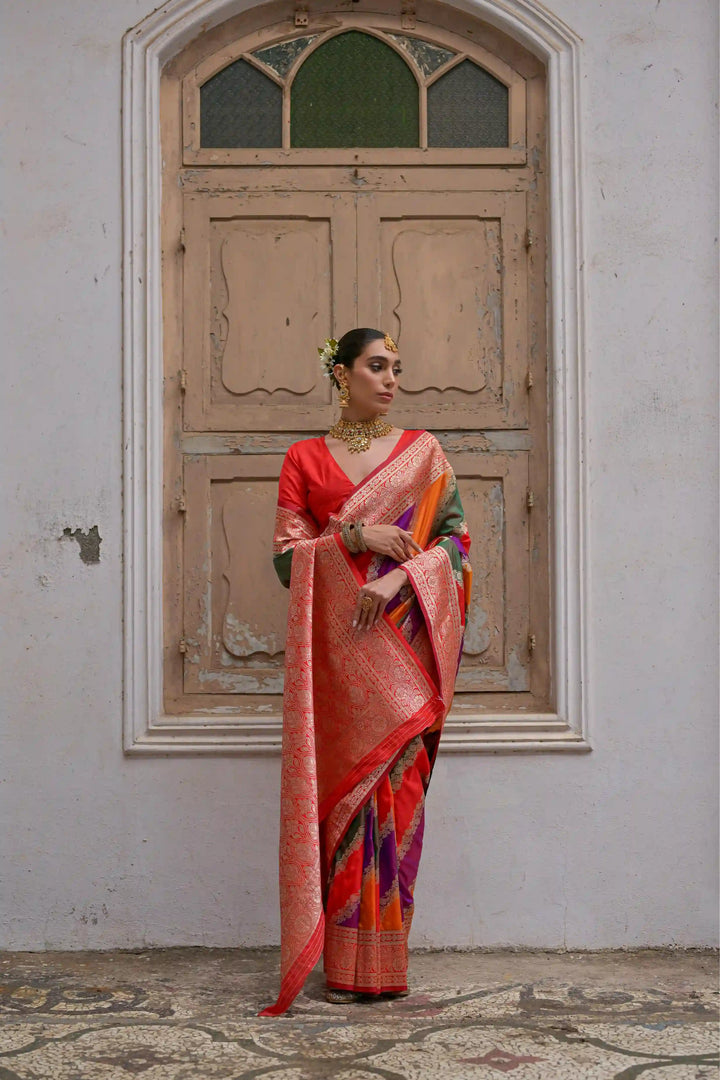 Classic Banarasi Silk Saree with Handloom Kadwa Style Designer Blouse