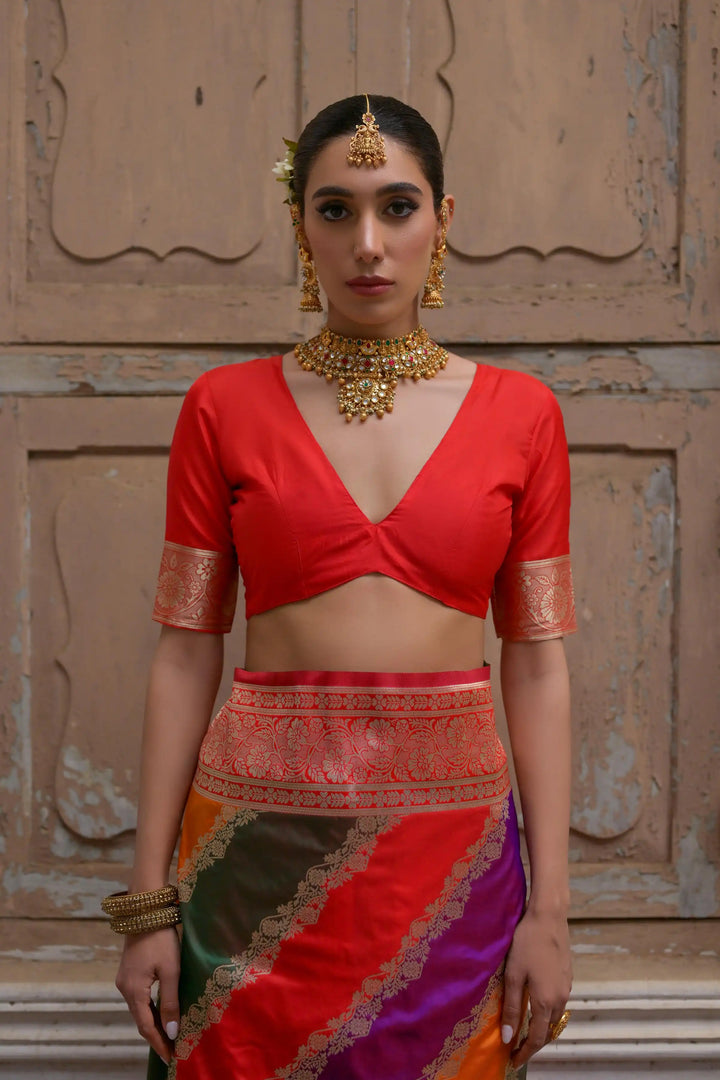 Classic Banarasi Silk Saree with Handloom Kadwa Style Designer Blouse
