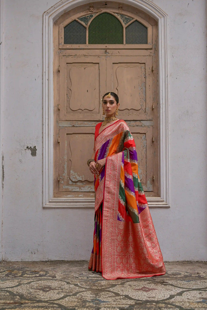 Classic Banarasi Silk Saree with Handloom Kadwa Style Designer Blouse