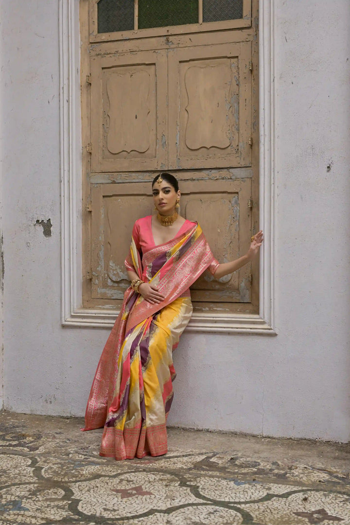 Classic Banarasi Silk Saree with Handloom Kadwa Style Designer Blouse