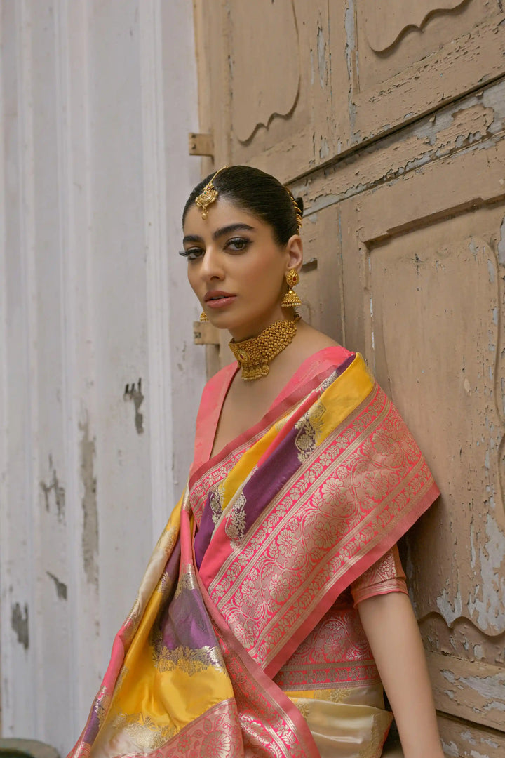 Classic Banarasi Silk Saree with Handloom Kadwa Style Designer Blouse