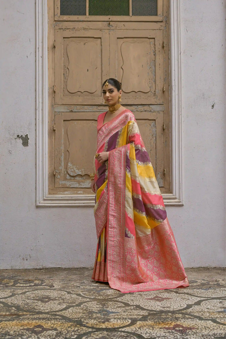 Classic Banarasi Silk Saree with Handloom Kadwa Style Designer Blouse