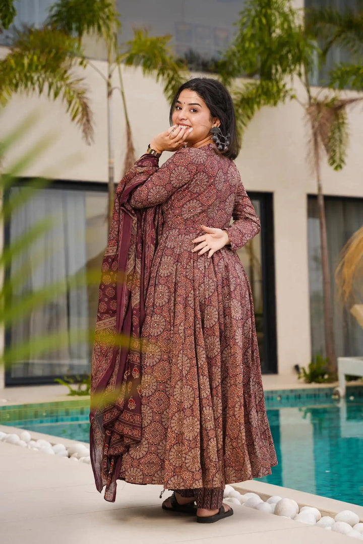 Stylish Cotton Printed Anarkali for Curvy Beauties