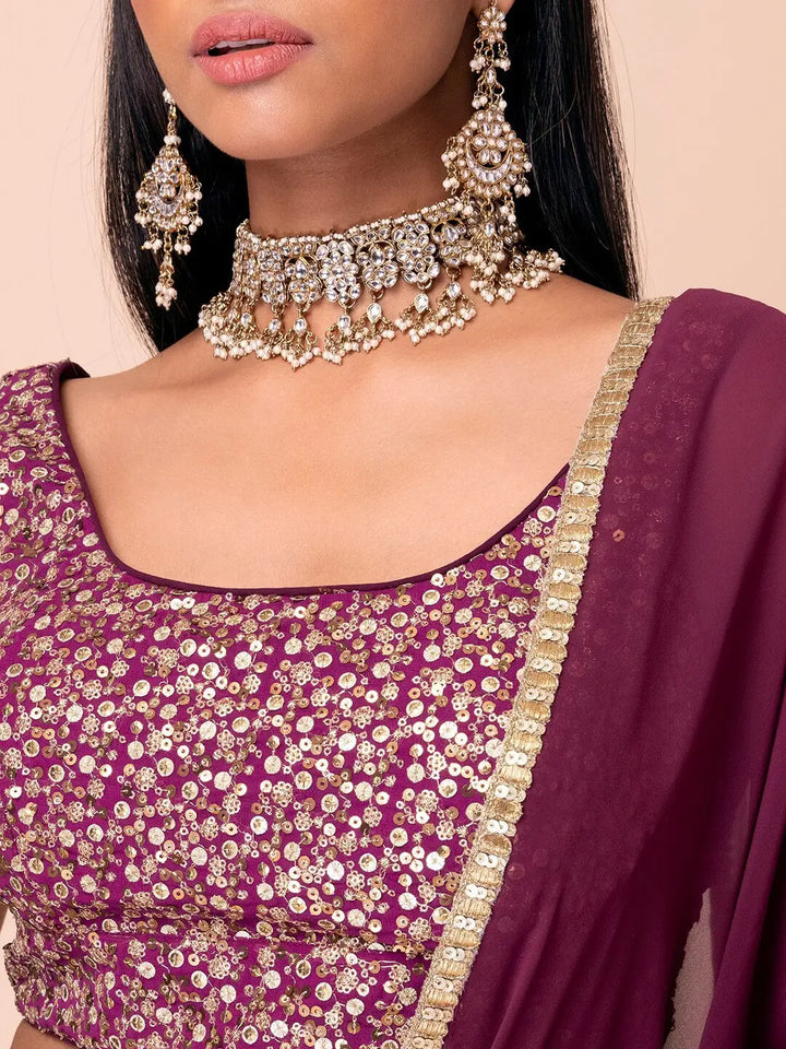 Wine Georgette Designer Lehenga Choli with Sequence Embroidery Work