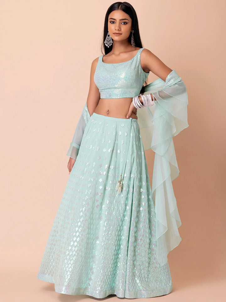 Stylish Party Wear Georgette Lehenga Choli with Organza Dupatta
