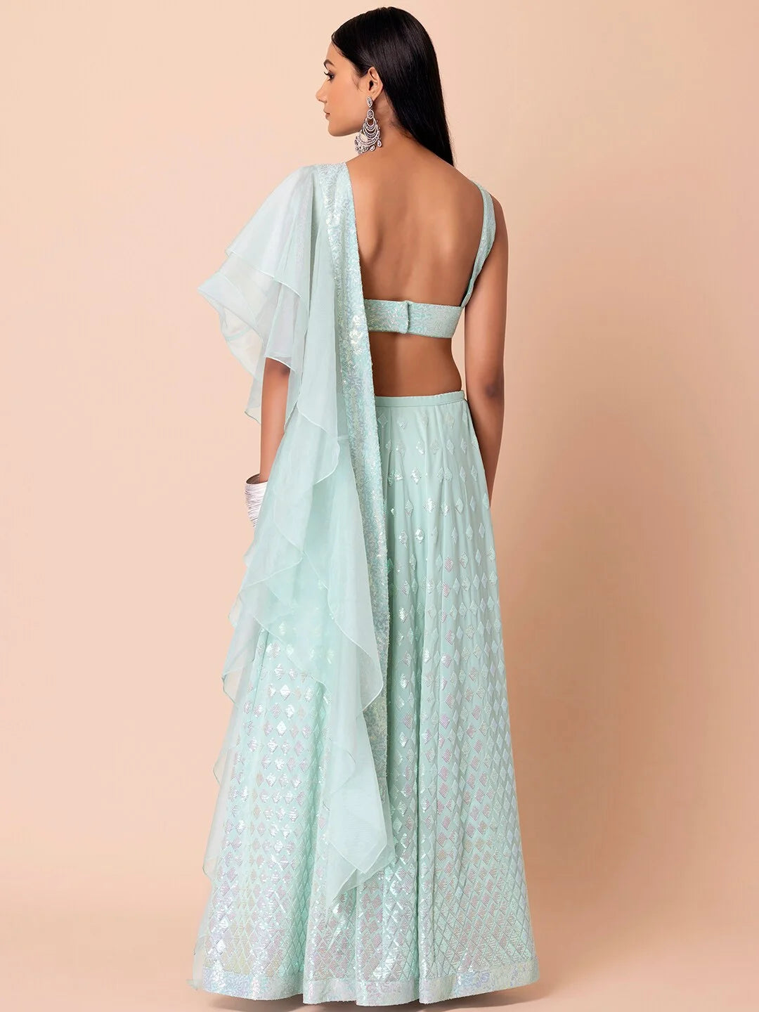 Stylish Party Wear Georgette Lehenga Choli with Organza Dupatta