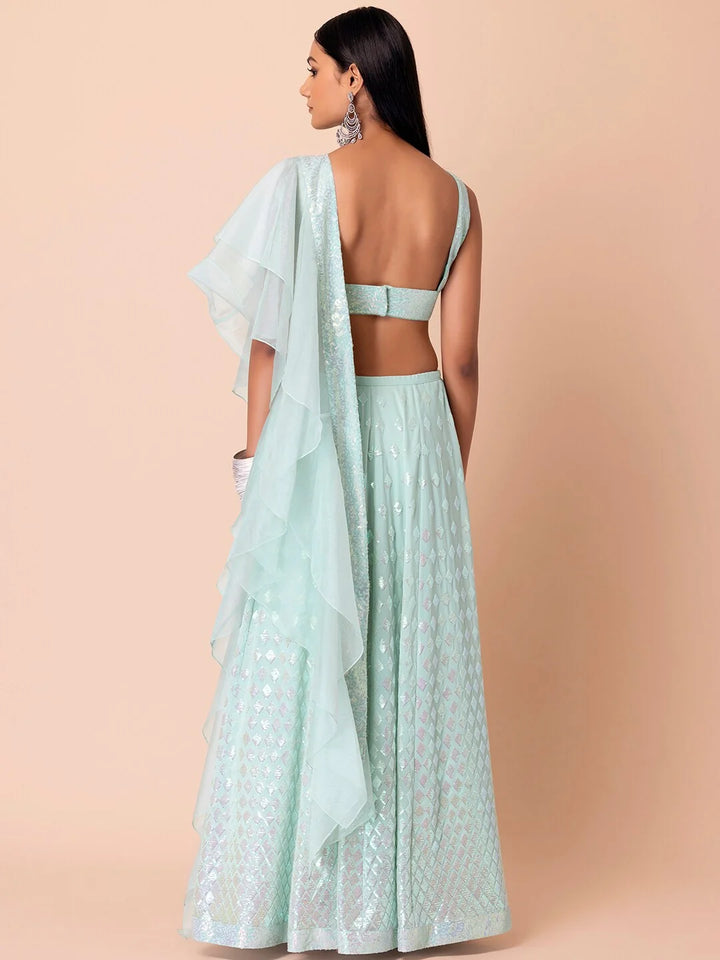 Stylish Party Wear Georgette Lehenga Choli with Organza Dupatta