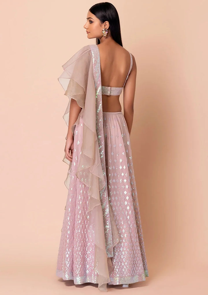 Stylish Party Wear Georgette Lehenga Choli with Organza Dupatta