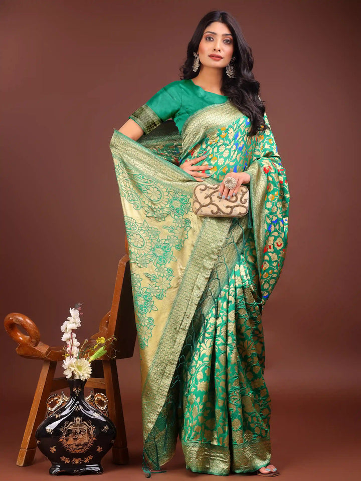 Designer Lichi Silk Sarees with Wevon Designer Work