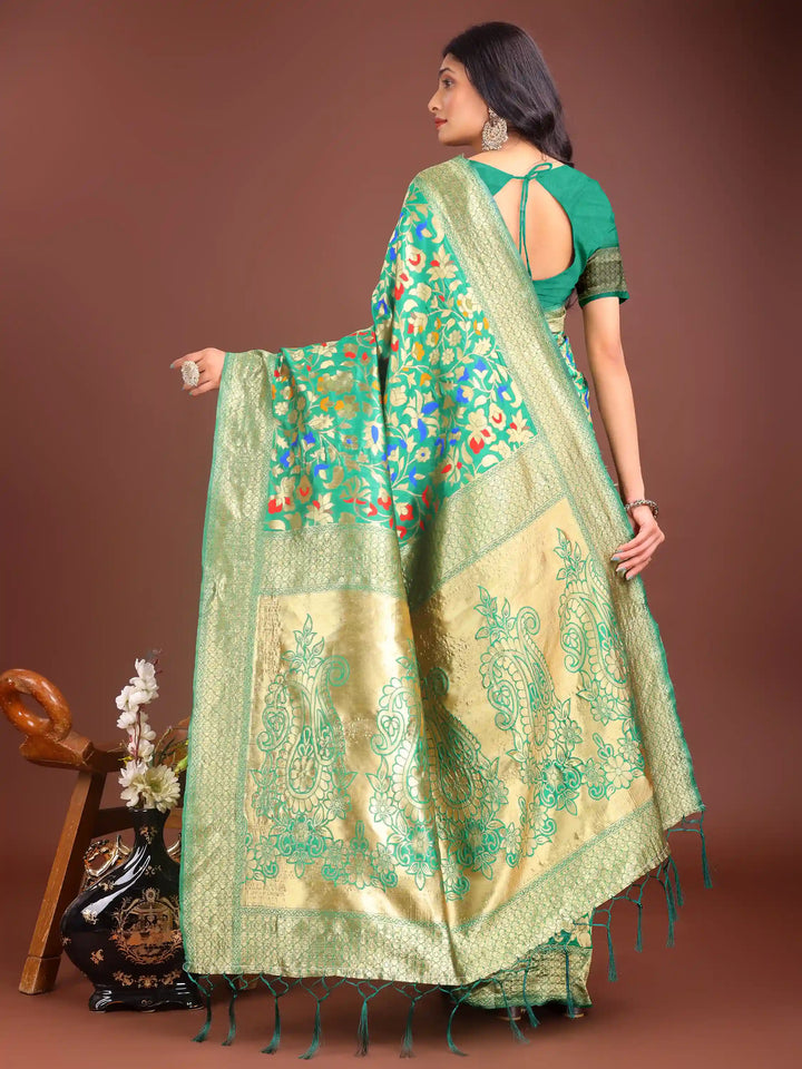 Designer Lichi Silk Sarees with Wevon Designer Work