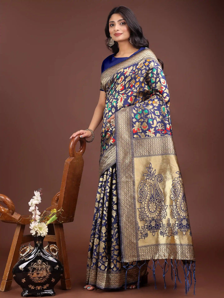Designer Lichi Silk Sarees with Wevon Designer Work