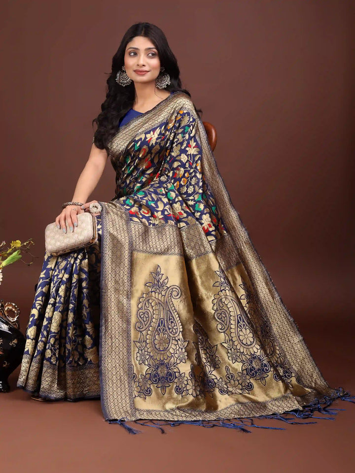 Designer Lichi Silk Sarees with Wevon Designer Work