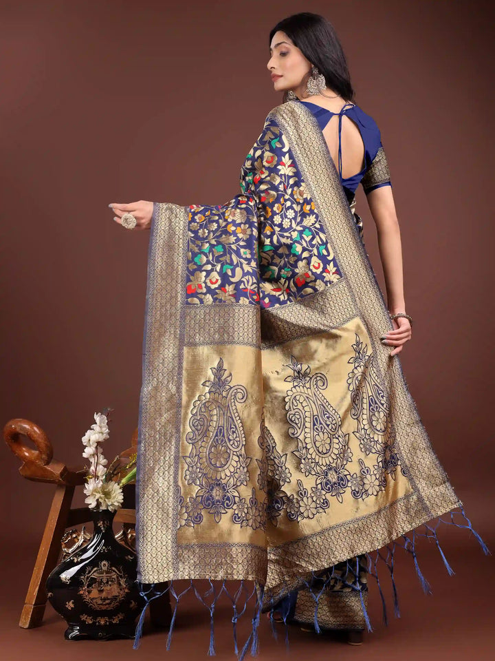 Designer Lichi Silk Sarees with Wevon Designer Work