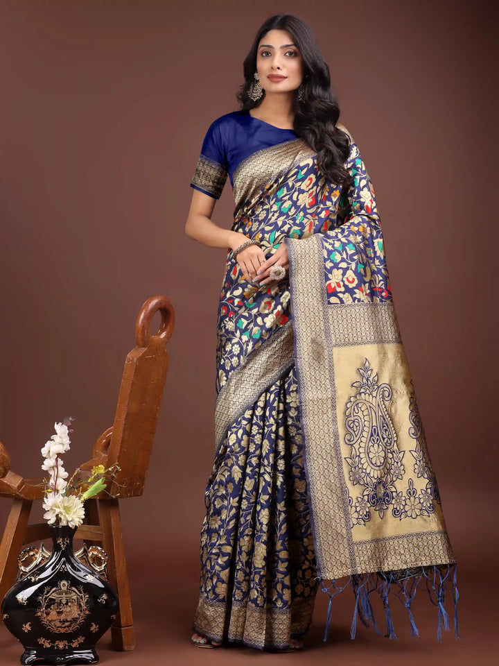 Designer Lichi Silk Sarees with Wevon Designer Work