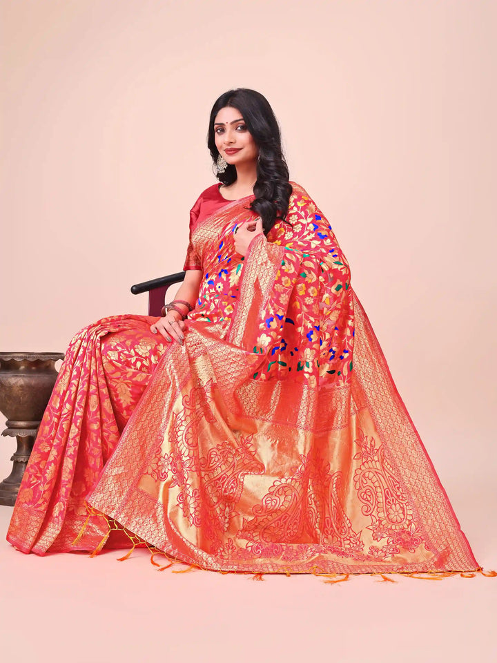 Designer Lichi Silk Sarees with Wevon Designer Work