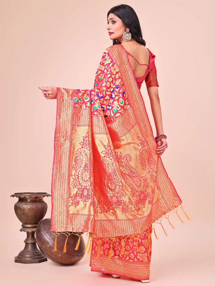 Designer Lichi Silk Sarees with Wevon Designer Work