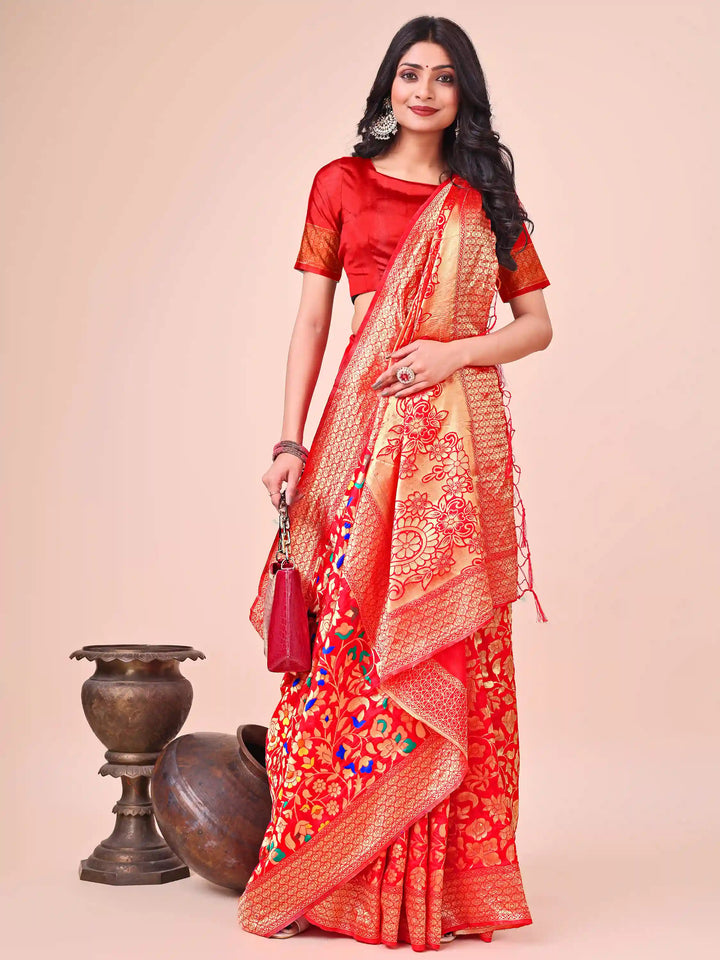 Designer Lichi Silk Sarees with Wevon Designer Work