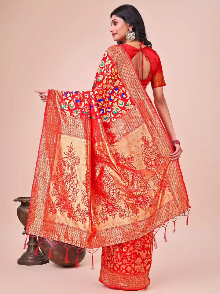 Designer Lichi Silk Sarees with Wevon Designer Work