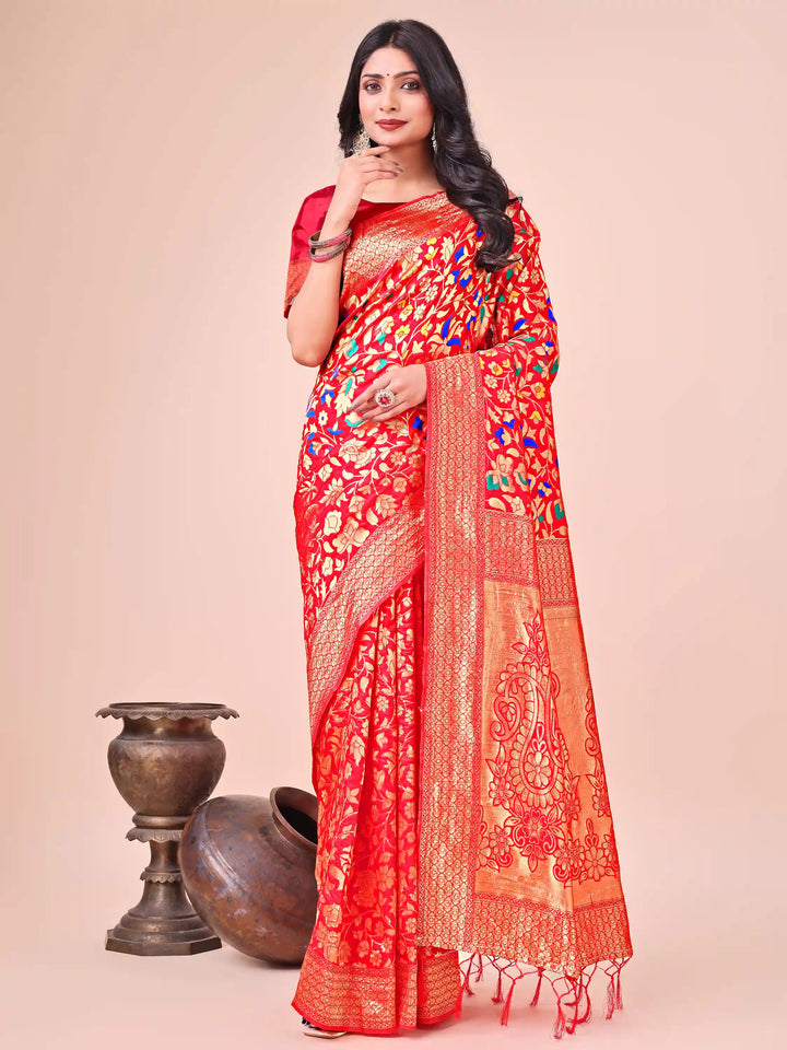 Designer Lichi Silk Sarees with Wevon Designer Work