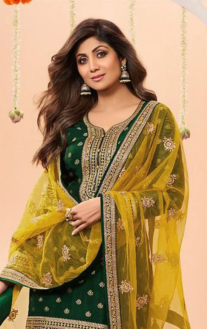 Designer  Jacquard Silk Patiala Suit with Embroidery Work