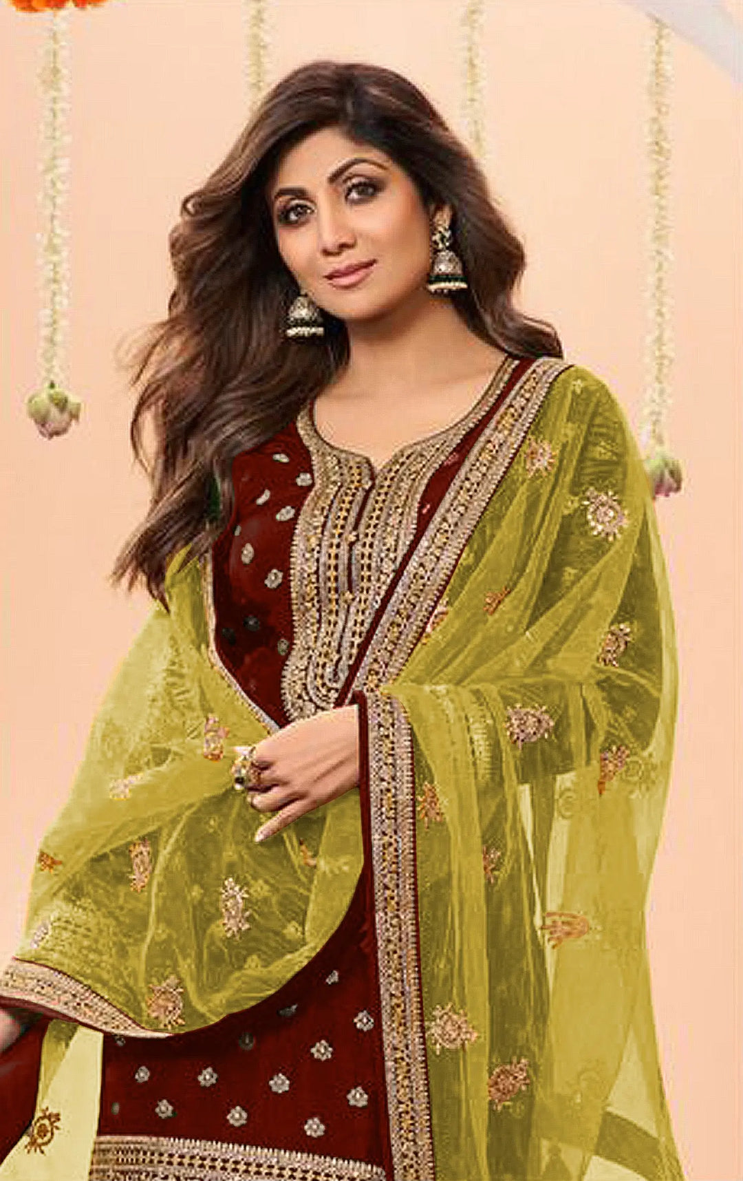 Designer  Jacquard Silk Patiala Suit with Embroidery Work