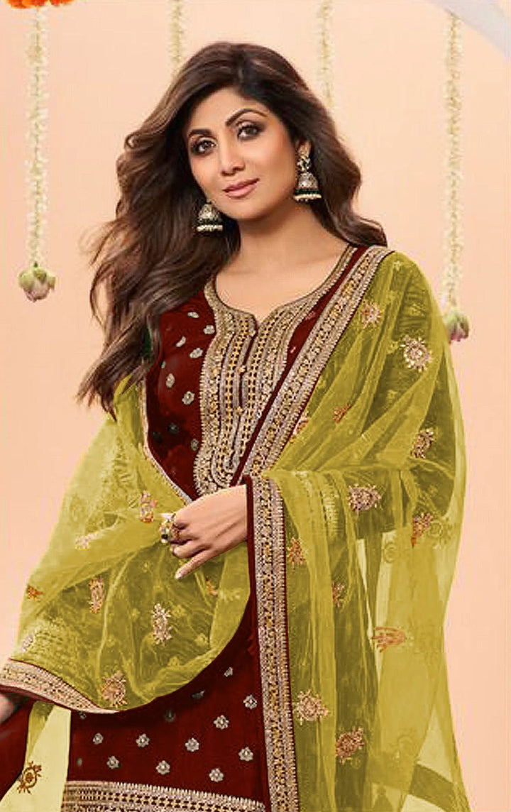 Designer  Jacquard Silk Patiala Suit with Embroidery Work