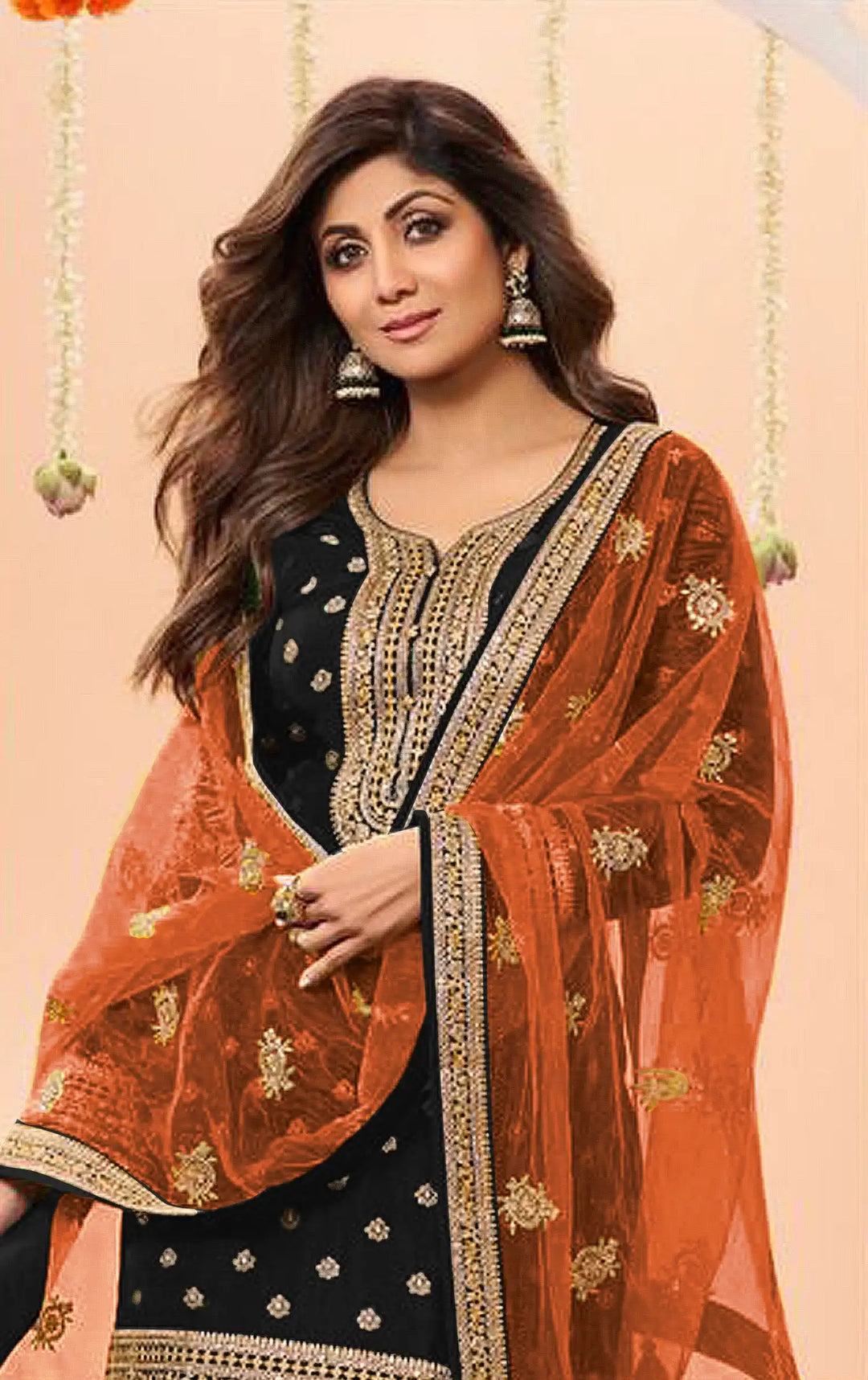 Designer  Jacquard Silk Patiala Suit with Embroidery Work