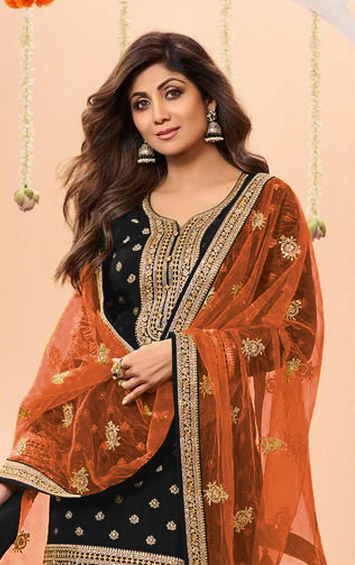 Designer  Jacquard Silk Patiala Suit with Embroidery Work