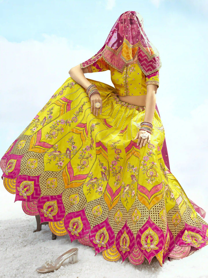 Designer Silk Lehenga Choli Net Dupatta with Stone Embroidery