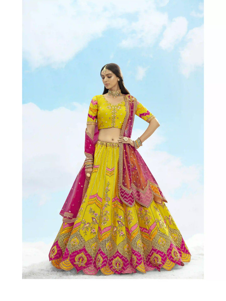 Designer Silk Lehenga Choli Net Dupatta with Stone Embroidery