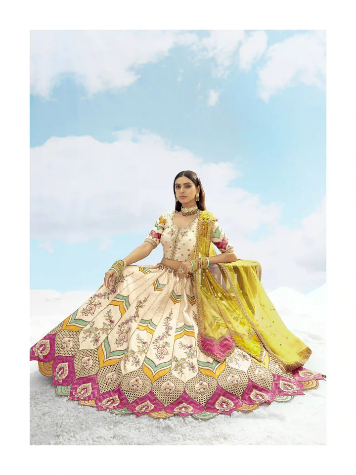 Designer Silk Lehenga Choli Net Dupatta with Stone Embroidery